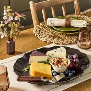 Ceramic Wavy Edge Serving Platter Brown - Hearth & Hand™ with Magnolia